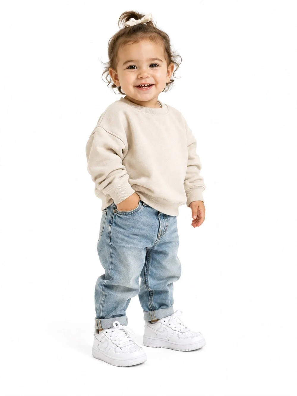 Kids White AIRFORCE ONES. NIKE -